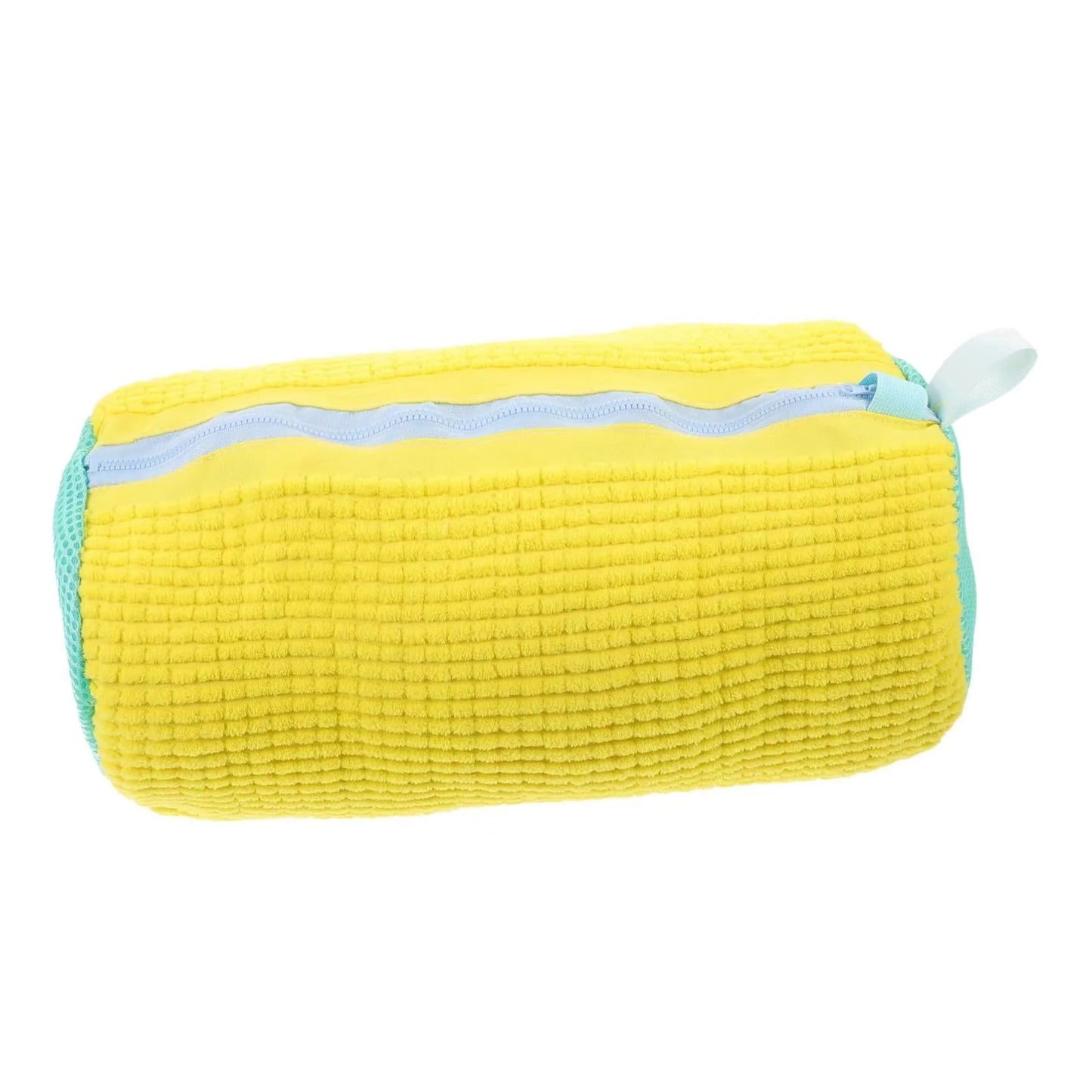 Durable Shoe Washing Machine Bag for All Shoe Types-Yellow with Blue Zipper, Ideal for Sneakers and Casual Shoes