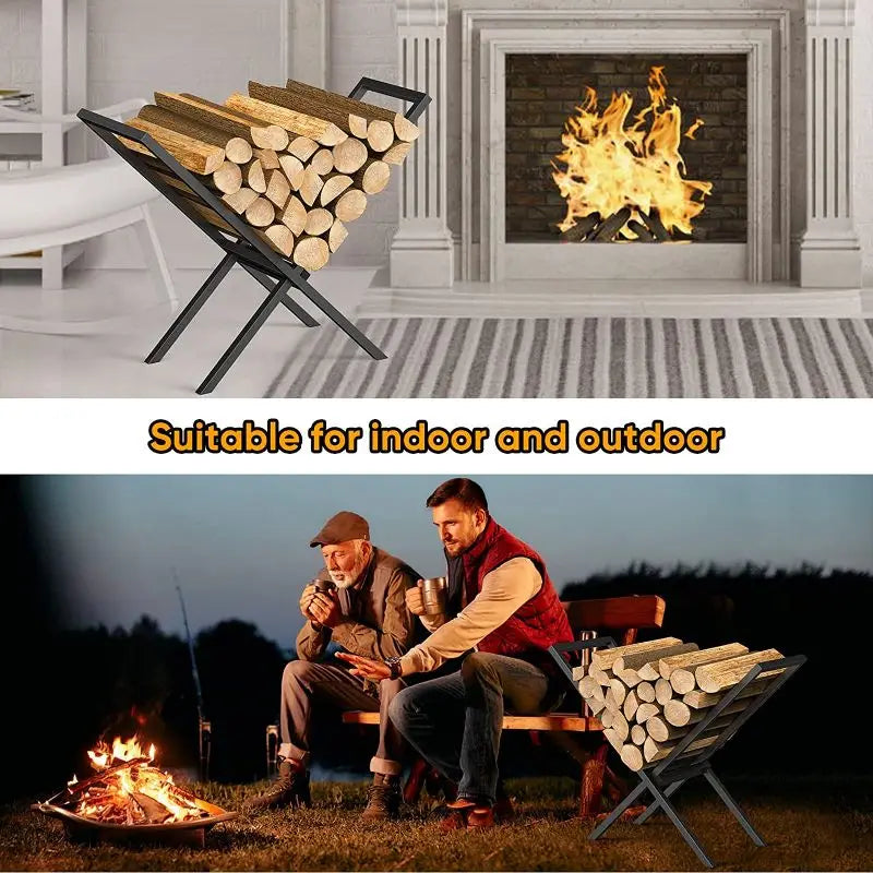 X-Shaped Firewood Log Holder Indoor/Outdoor Heavy Duty Storage Carrier