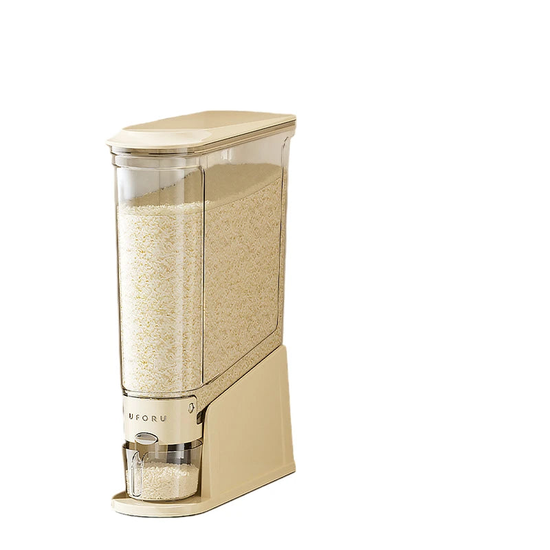 Narrow‑Space Rice Bucket – Press‑Top Sealed Grain Dispenser, Transparent & Moisture/Pest‑Proof Kitchen Storage (1‑Piece)