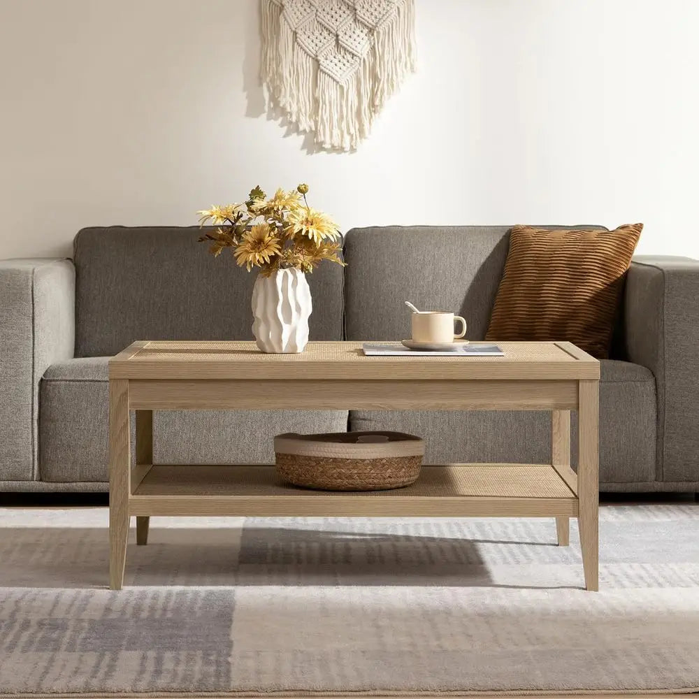 Rattan 2-Tier Coffee Table, Dining Center Table