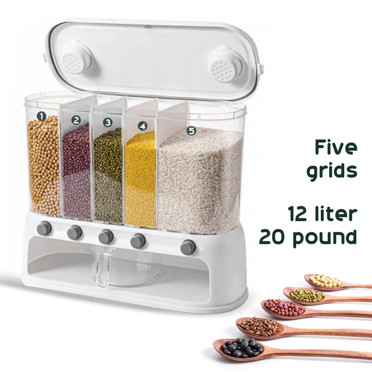 26lb Cereal & Grain Container – Moisture‑Proof Dry Food Dispenser for Kitchen Storage