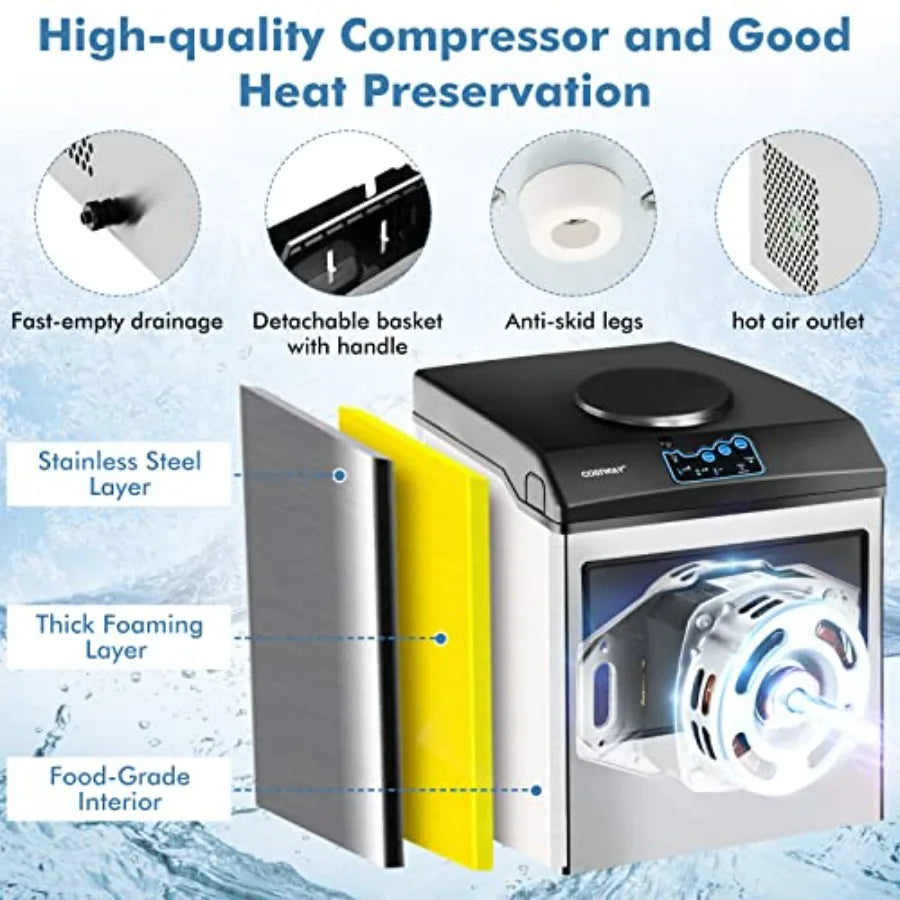 2‑in‑1 Countertop Ice Maker with Built‑In Water Dispenser – 48 lbs./Day, Fast 6‑Min Ice & Stainless-Steel Design