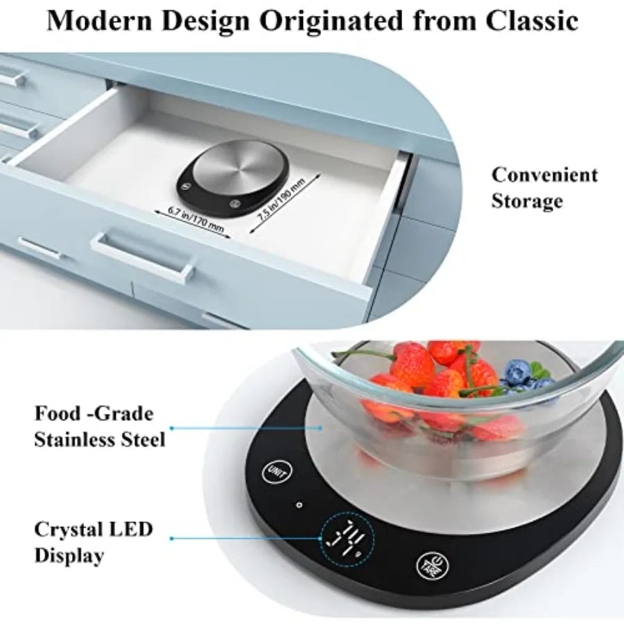 22 lb Digital Food Scale – Measures in Grams & Ounces for Cooking & Baking