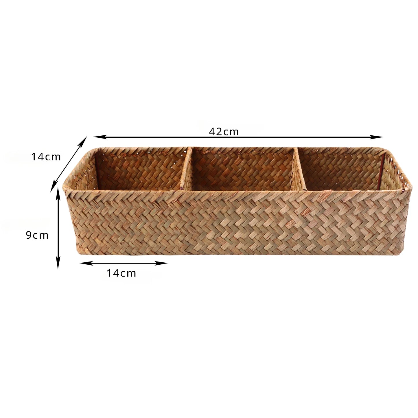 Hand-Woven 3-Section Storage Organizer with Lid