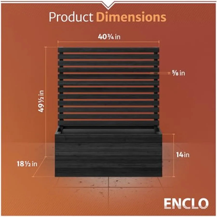 4 ft H x 3.5 ft W x 1.2 ft L Enclosed Wood Privacy Screen with Planter Box Raised Garden Bed and Trellis for Climbing Plants
