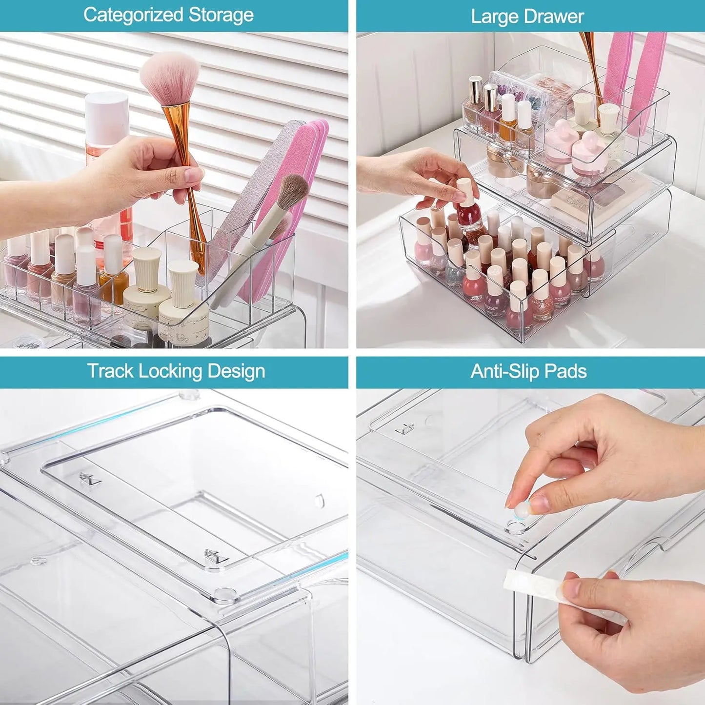 3‑Tier Clear Makeup Organizer with Drawer – Acrylic Cosmetic Storage for Vanity & Bathroom