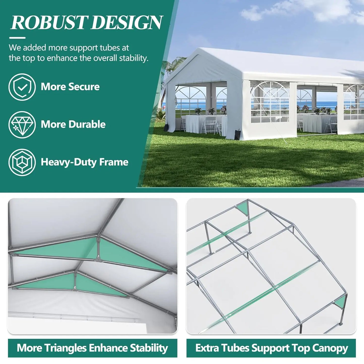 20×40 Heavy‑Duty Party Tent – Outdoor Event Canopy with Removable Sidewalls & 4 Sandbags