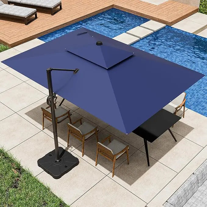 9x12FT Cantilever Patio Umbrella - Heavy Duty Double Layer Offset Design with 360° Rotation