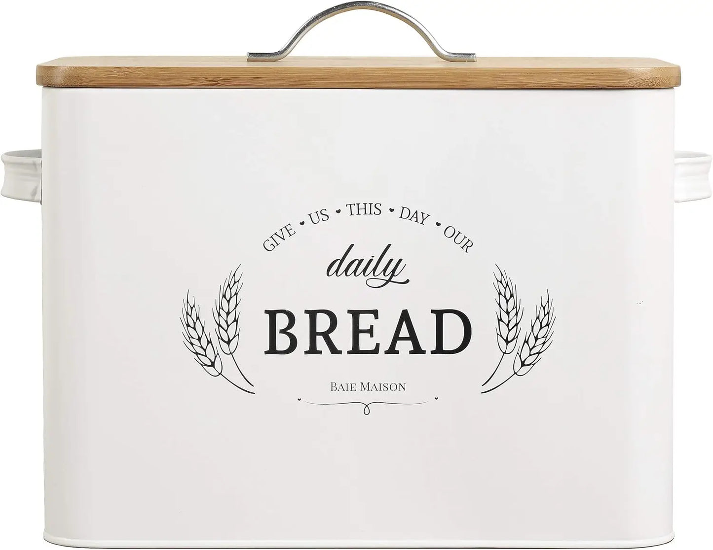 Extra Large White Farmhouse Bread Box for Kitchen Countertop - Holds 2+ Loaves, Rustic Metal Storage Container with Lid