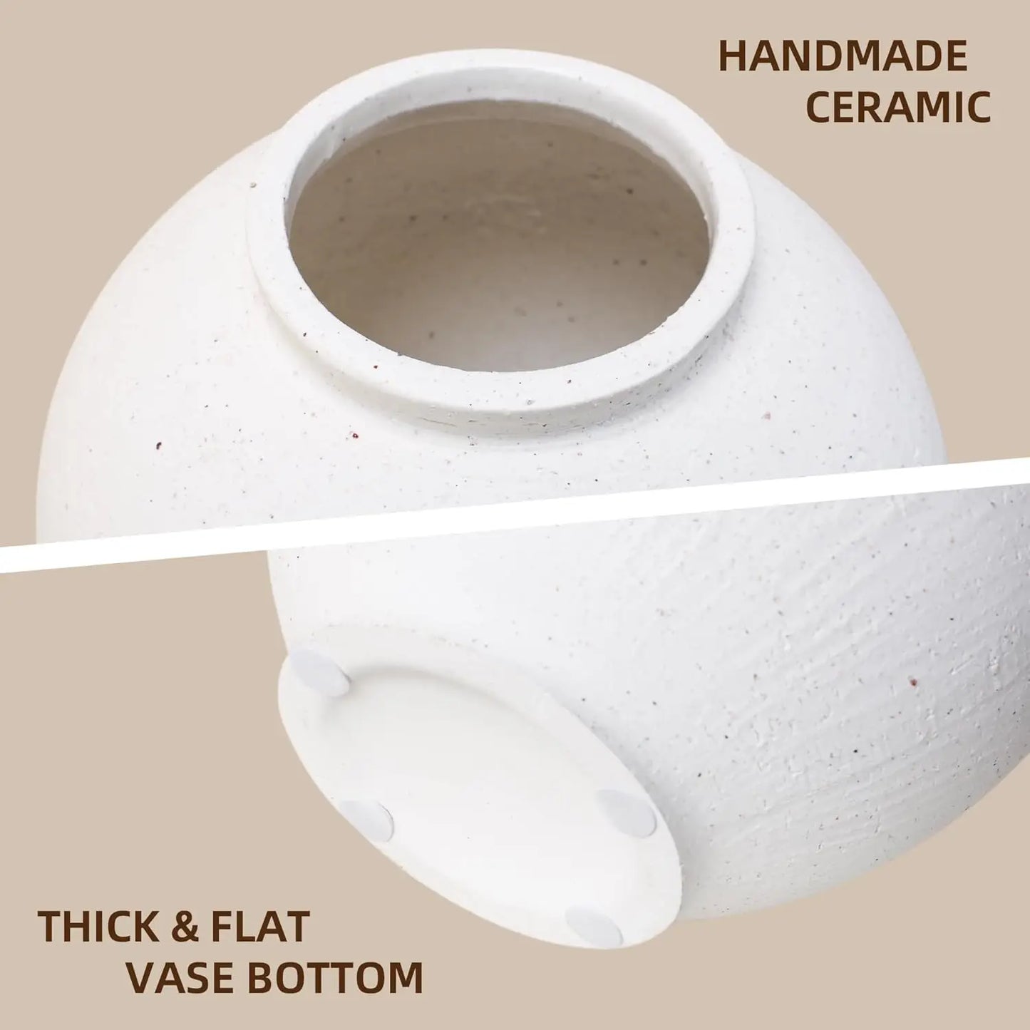 White Ceramic Vase, 9.8 Inch