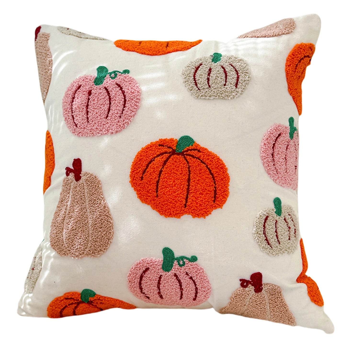 Halloween Throw Pillow Covers – 18×18" Embroidered Pumpkin Decorative Cushion Cases