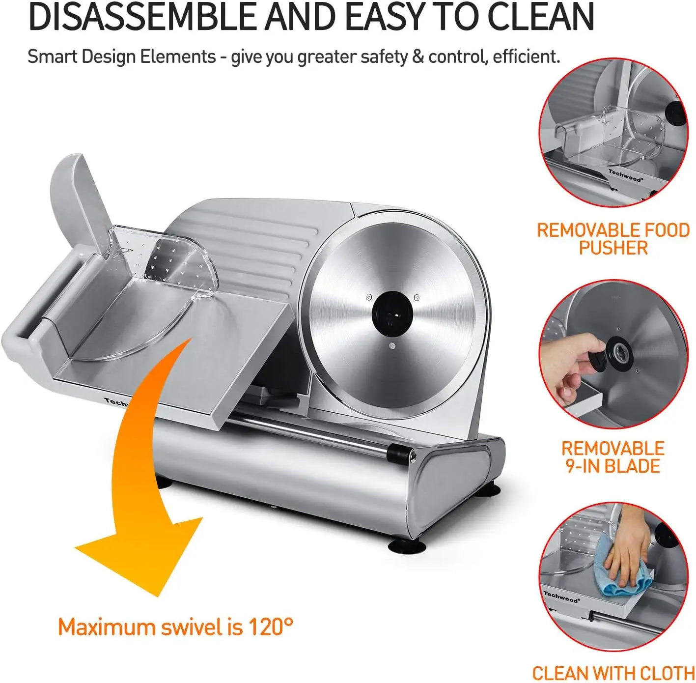Electric Deli Food Slicer – Removable 9" Stainless Steel Blade for Meat, Cheese & Bread