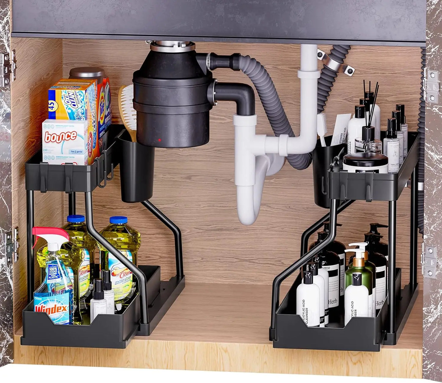 Double Under-Sink Storage Rack, Kitchen Cabinet Storage Rack