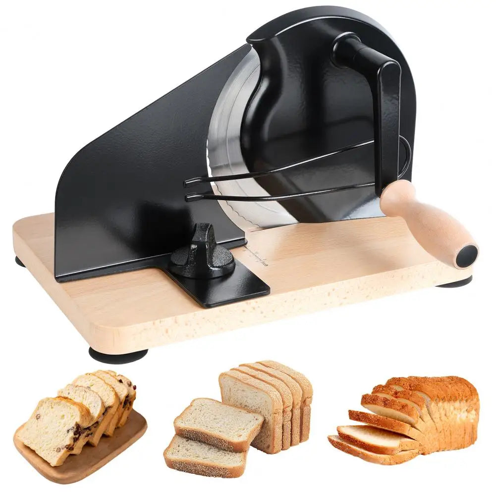 Manual Bread Slicer, Homemade Sourdough Bread Cutter, Hand Crank Home Bread Slicer with Scale Line and Steel Fence