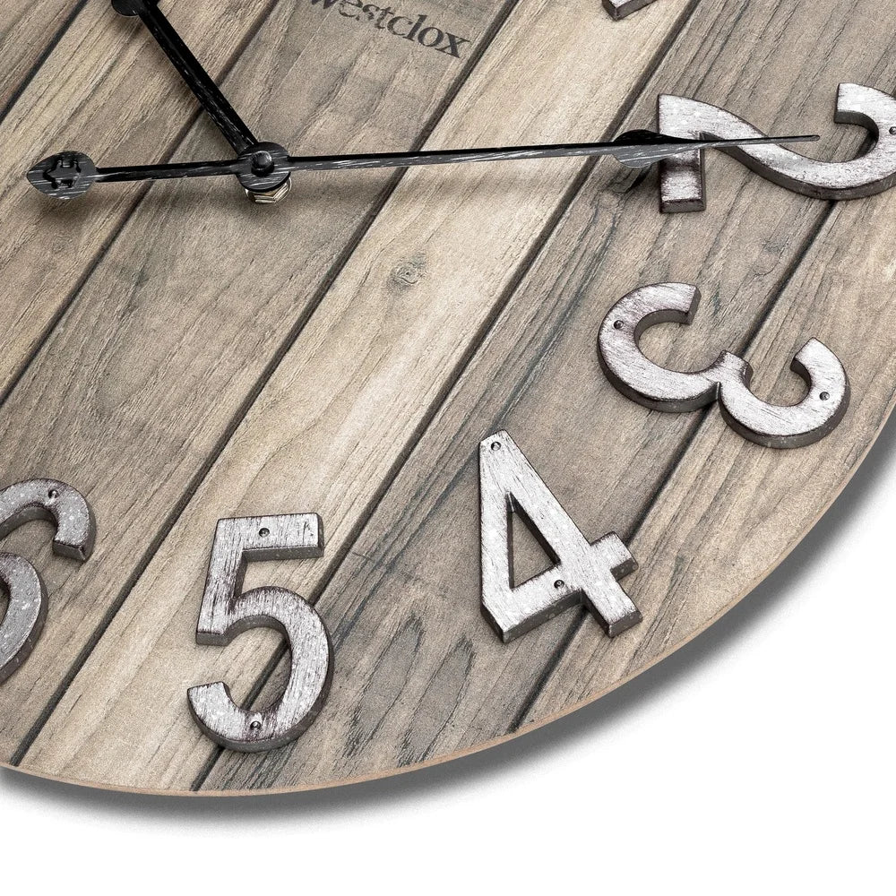 Rustic 15.5 Inch Wood Grain Wall Clock
