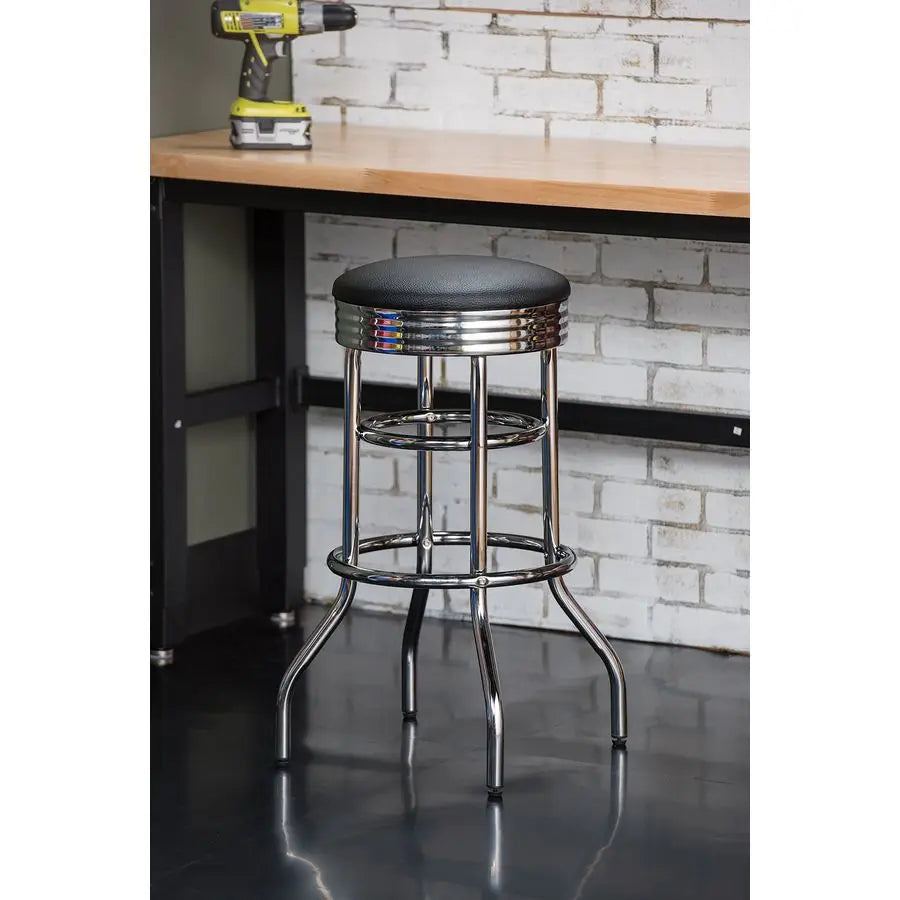 Heavy Duty 30Inch Backless Swivel Bar Stool Chrome Finish with Faux Leather Seat, 2 Pack