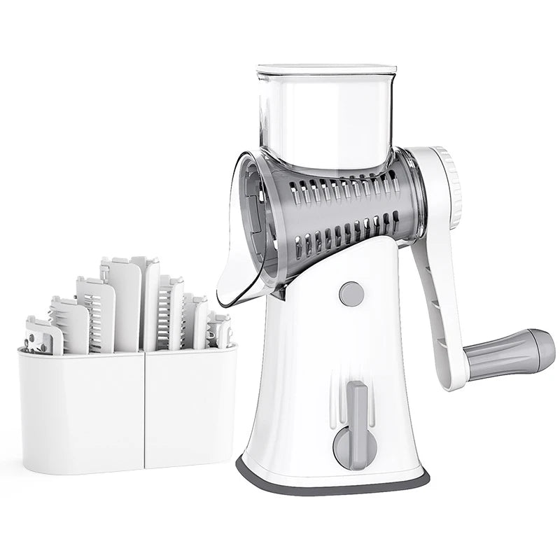 5 in 1 Rotary Cheese Grater Shredder Kitchen - Vegetable Julienne Slicer Waffle Cutter Nut Chopper
