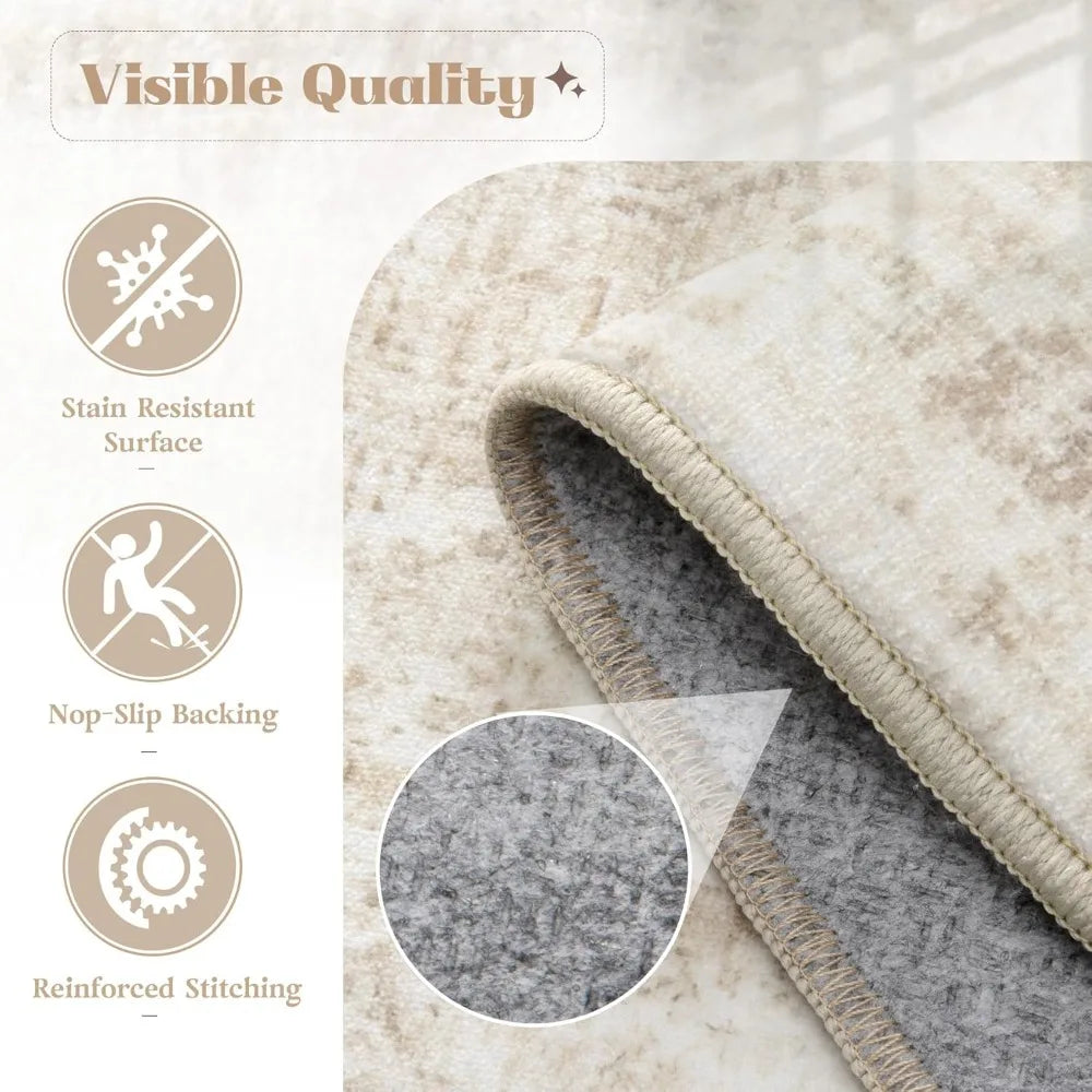 9x12 Washable Area Rug – Non‑Slip, Easy‑Care Floor Rug for Living Room & Bedroom