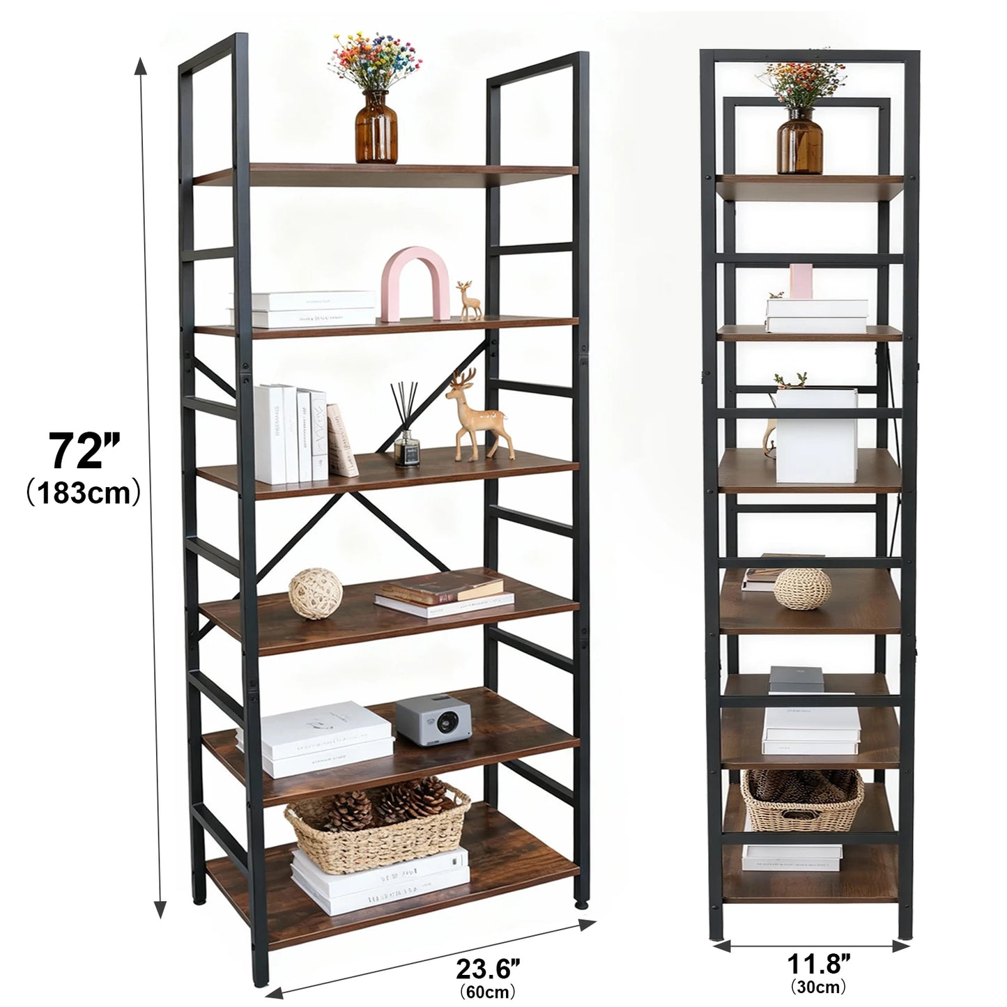 Modern Tall Storage Bookshelf | Multi-Tier Display Case & Corner Organizer