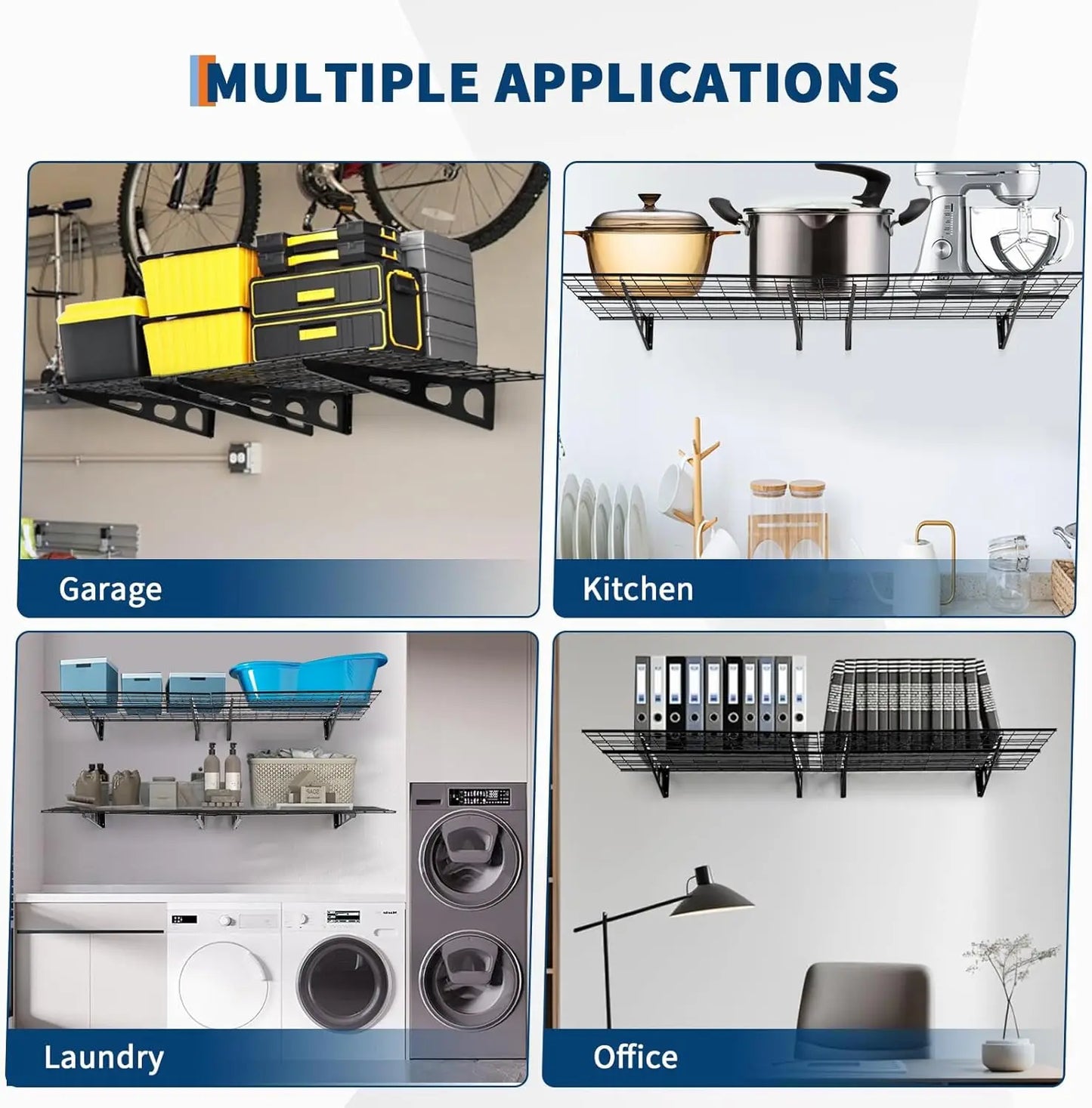 2×6 FT Wall‑Mounted Garage Shelving – Heavy‑Duty Metal Storage Racks for Garage & Workshop (2‑Pack)