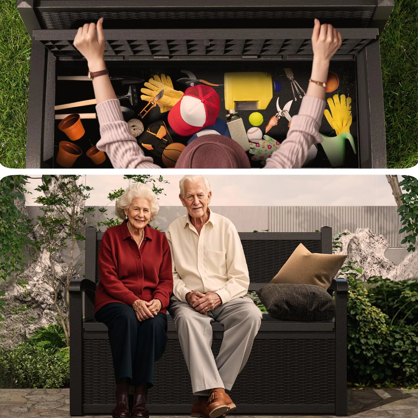 80 Gallon Outdoor Storage Bench, Lockable, Waterproof