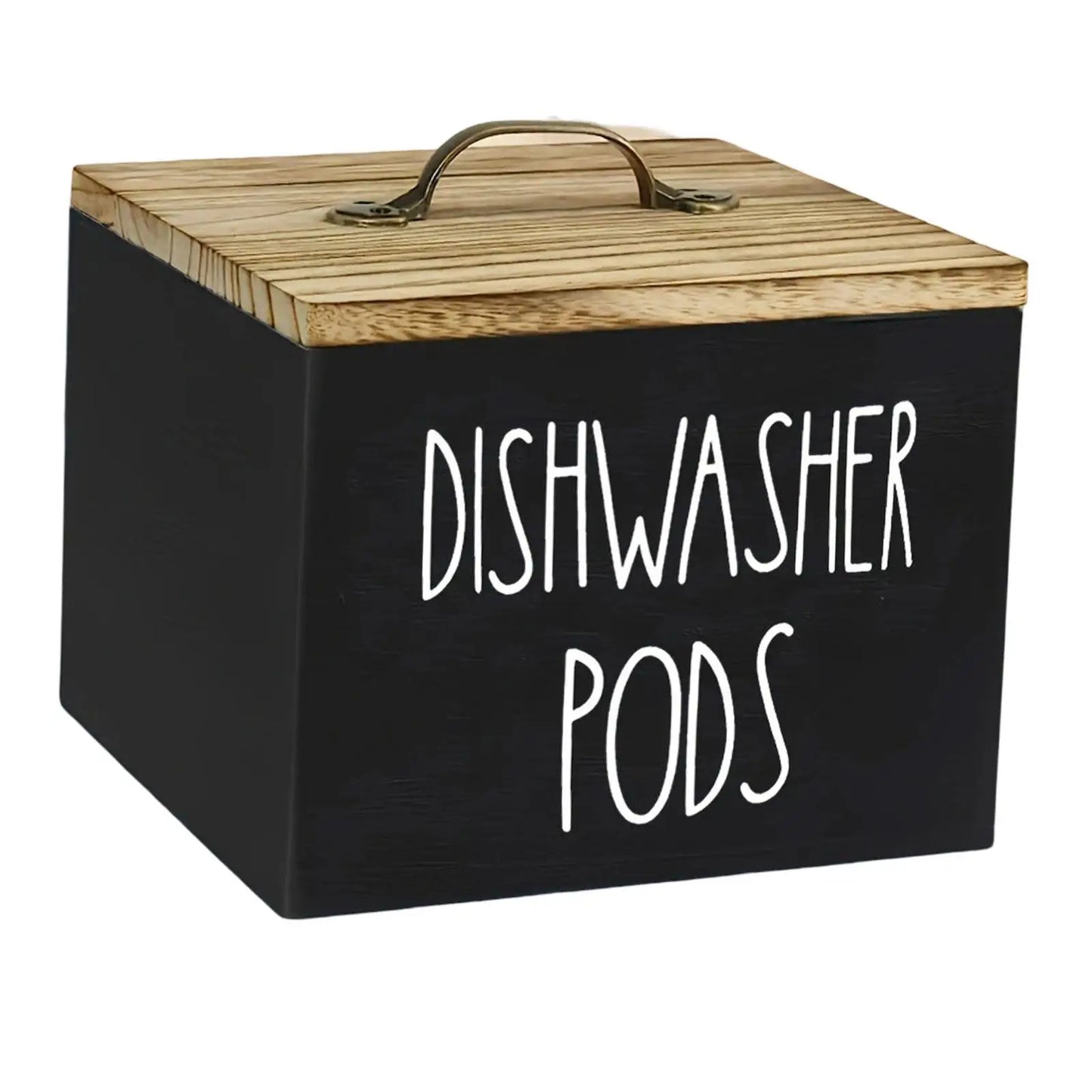 Wooden Laundry/Dishwasher Pod Holder Dispenser with Lid for Organized Washroom or Kitchen