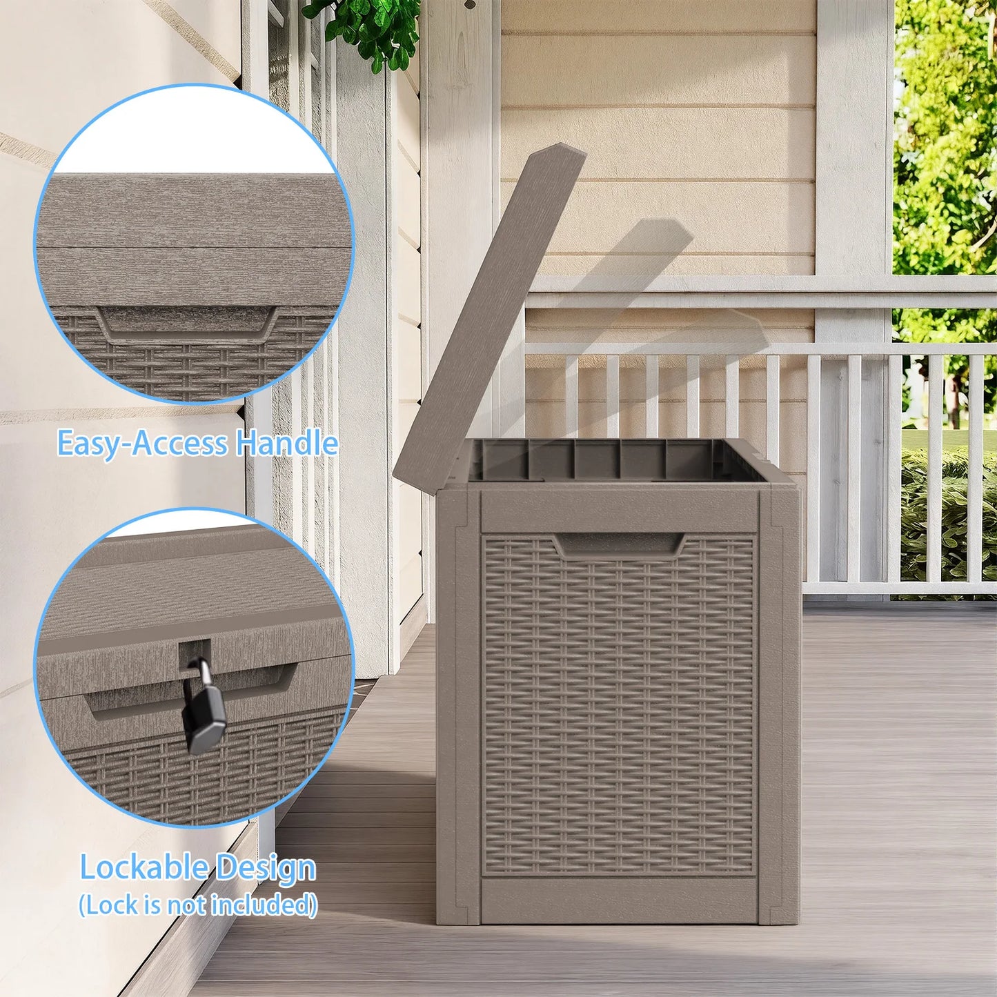 60 Gallon Waterproof Outdoor Storage Box, Resin Deck Box, Lockable Outside Storage Box Container for Patio Furniture