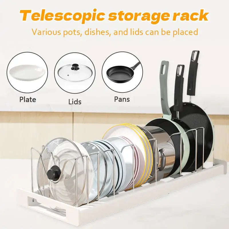 Pot and Pan Organizer, Expandable with 7 - Adjustable Compartments