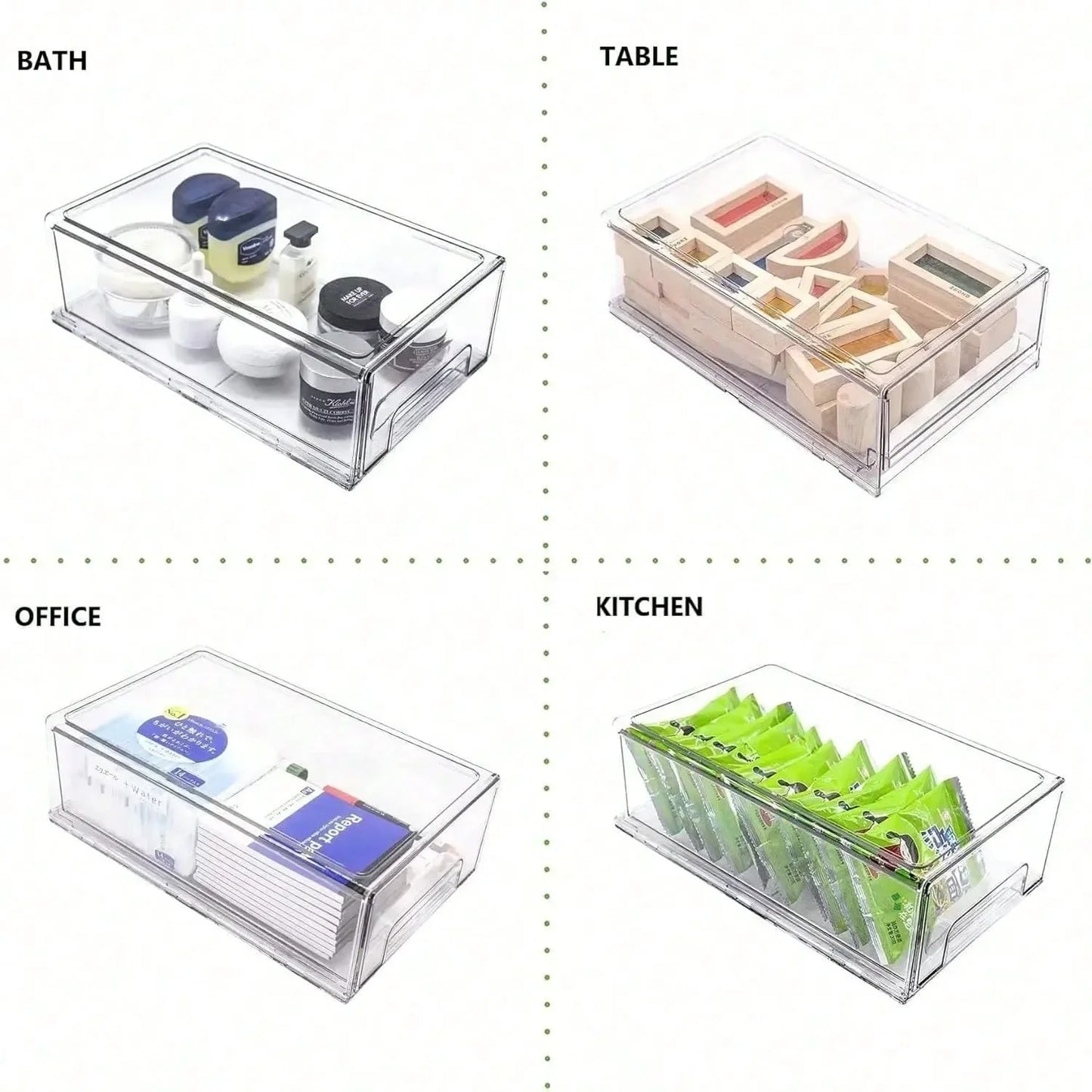 Clear Pull‑Out Refrigerator Drawers (2‑Pack) – Stackable Fridge Organizer Bins for Produce & Snacks