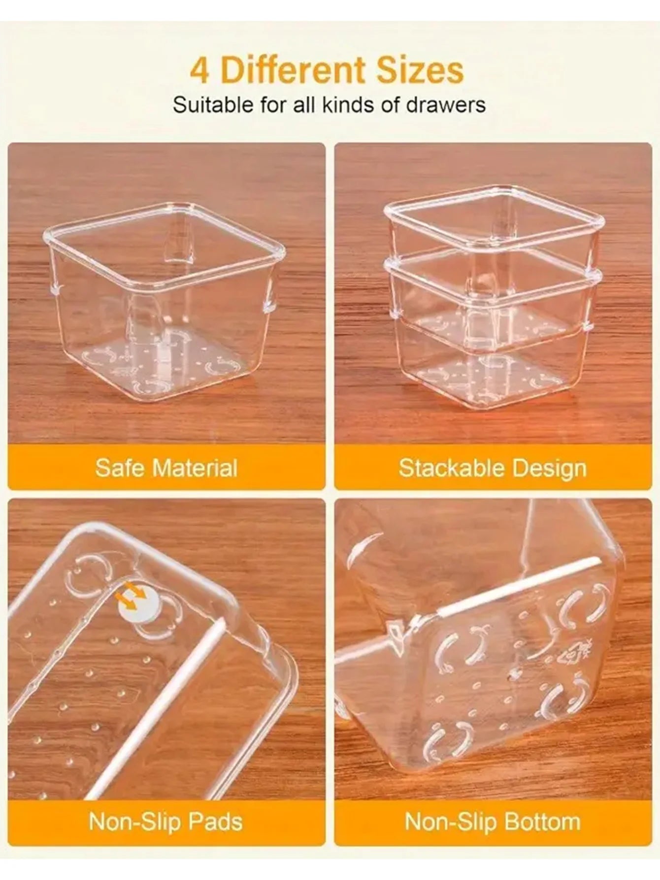 44-Piece Multi Use Clear Tray Organizers