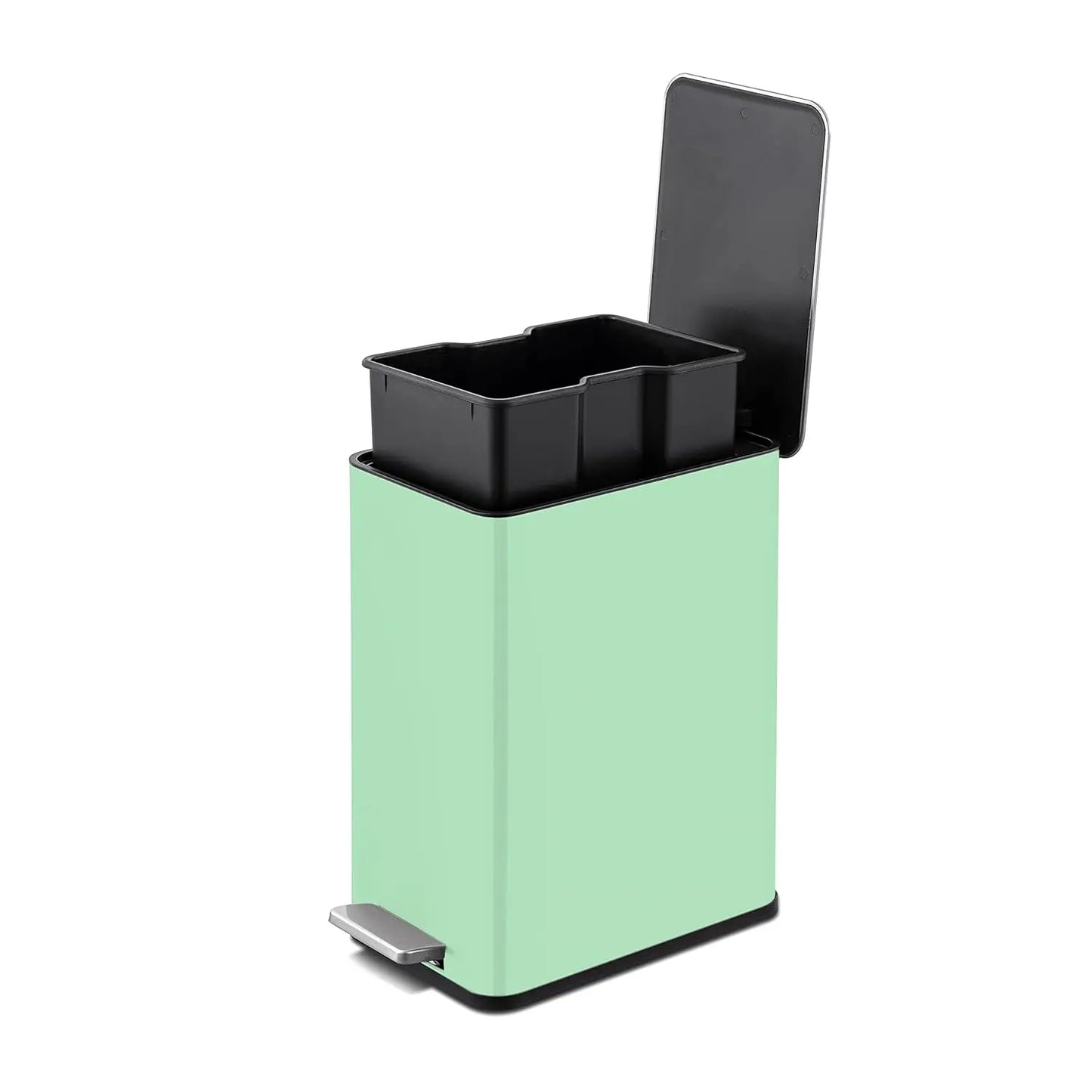 Slim Stainless Steel Step-On Trash Can | Compact, Quiet-Close, Modern Design for Bathroom
