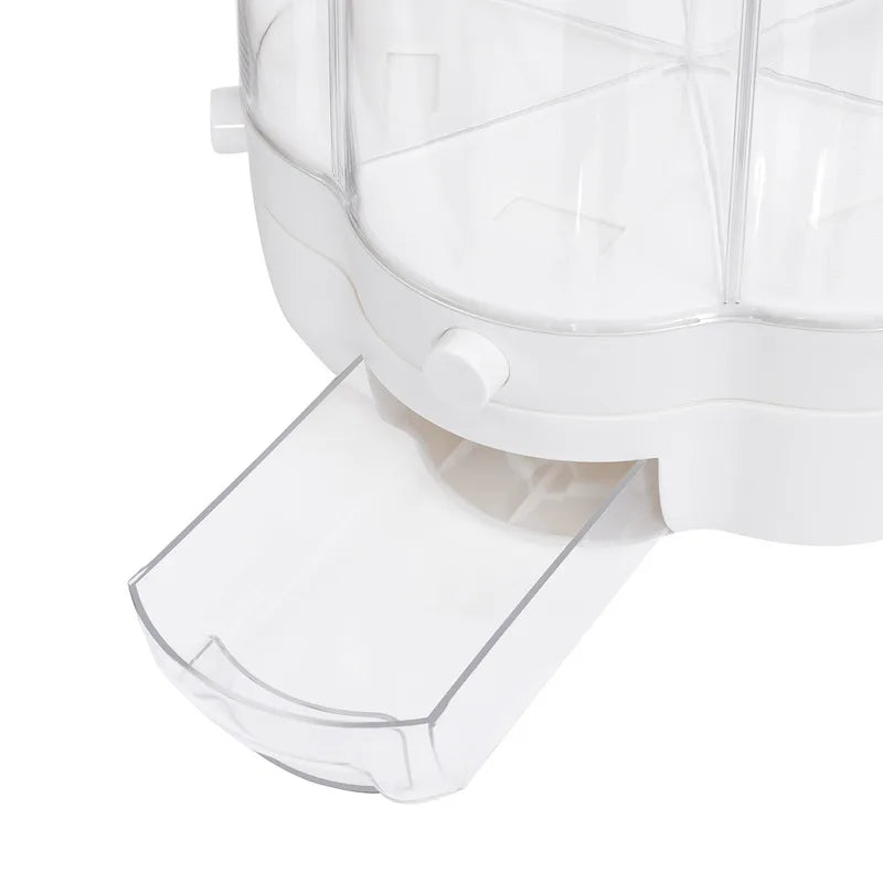 Rotating Food Storage Container - Transparent Large Capacity for Rice, Beans, and Grain - Container with Lid