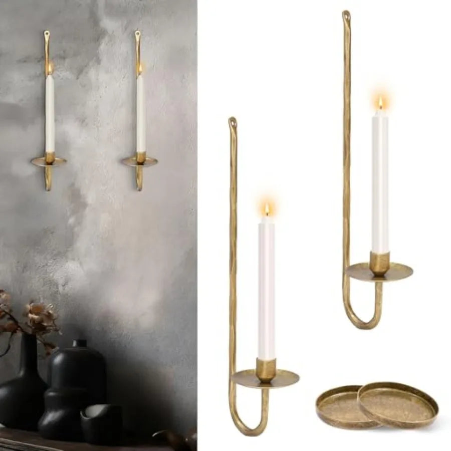 Hand-Forged Wall Candle Sconces Set of - 2