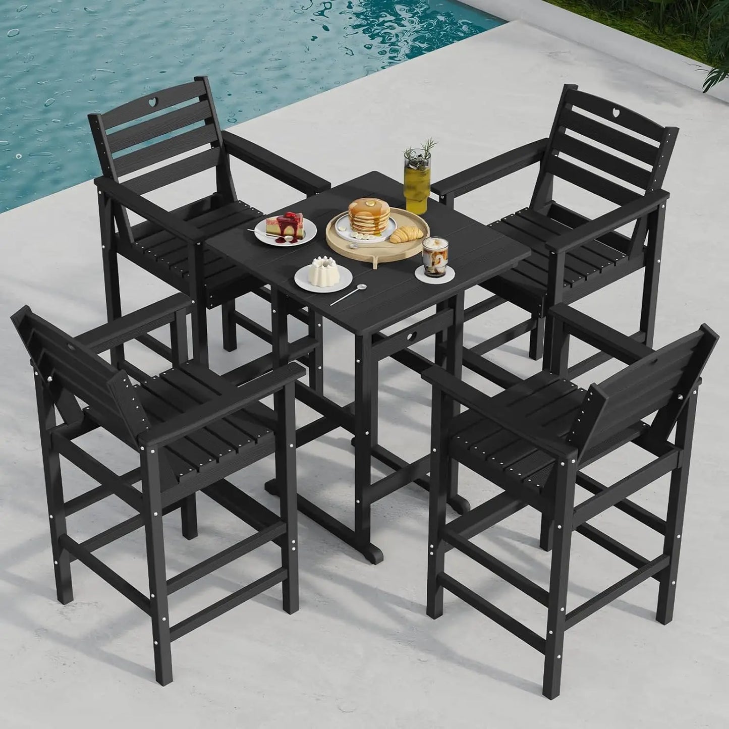 5pc Weather-Resistant Table & Chairs - Bar Height
