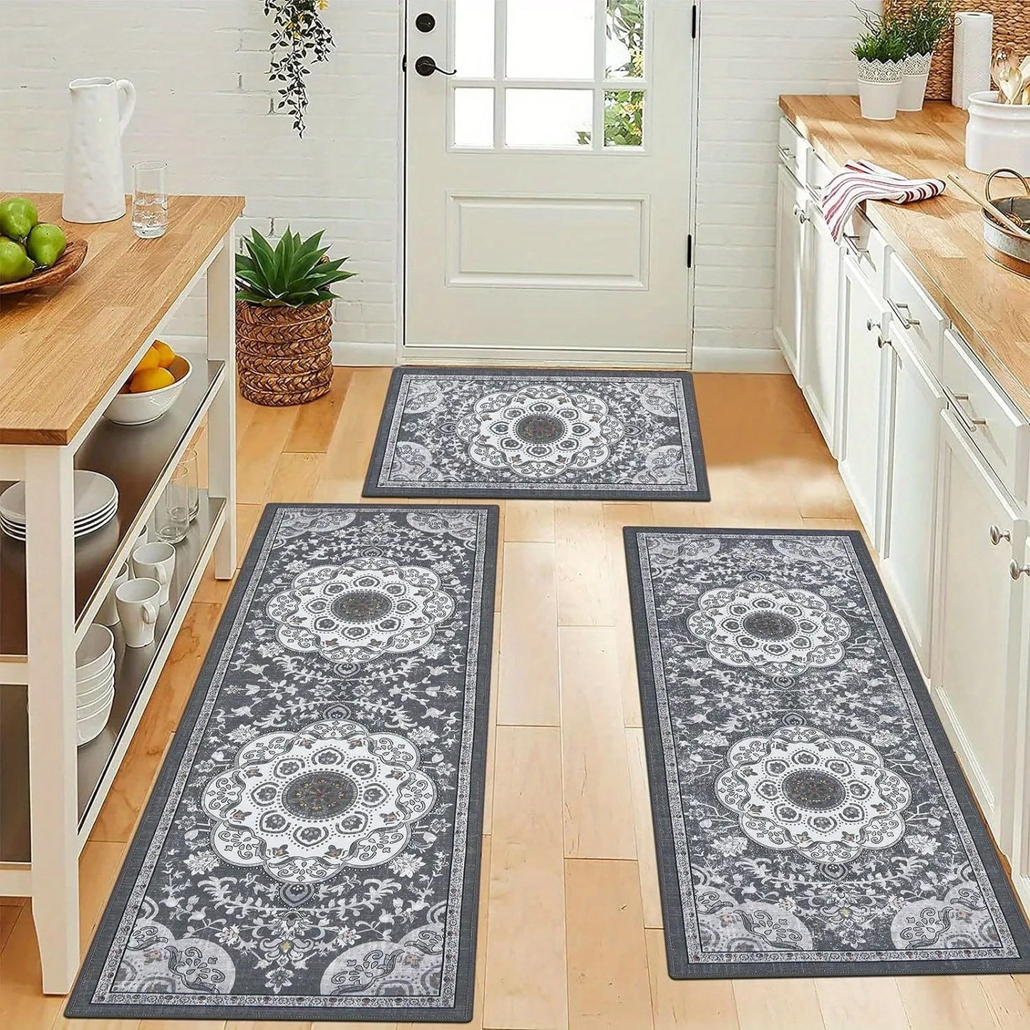 3‑Piece Floor Mat Set – Non‑Slip, Washable, Durable Indoor Rugs