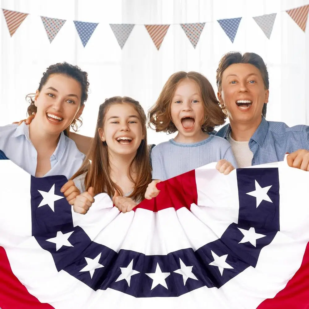 Pleated Flags and Large Patriotic Bunting for 4th of July Home Decorations