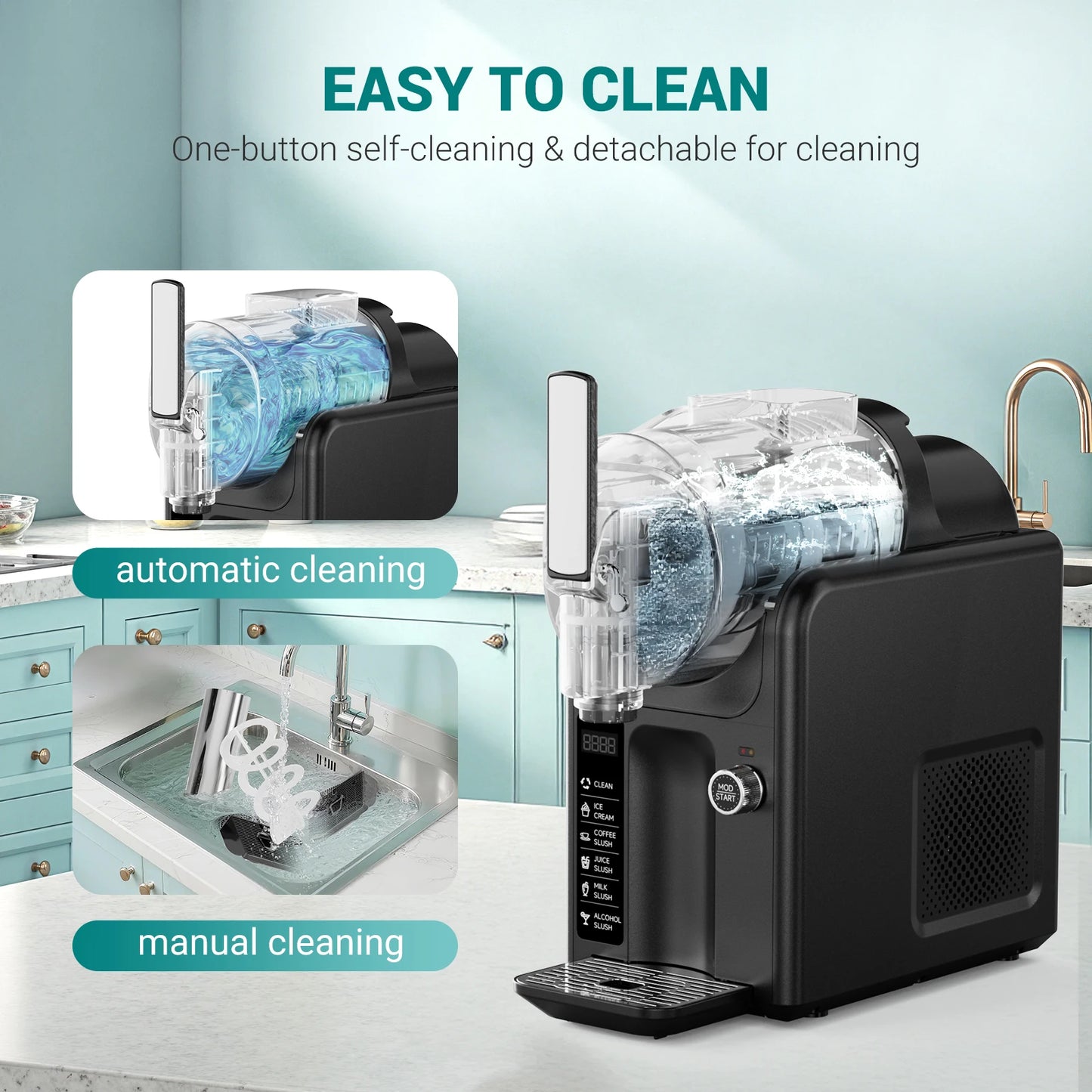 2.4L Home Slushie & Margarita Machine – No Ice Needed, Self‑Cleaning Frozen Drink Maker