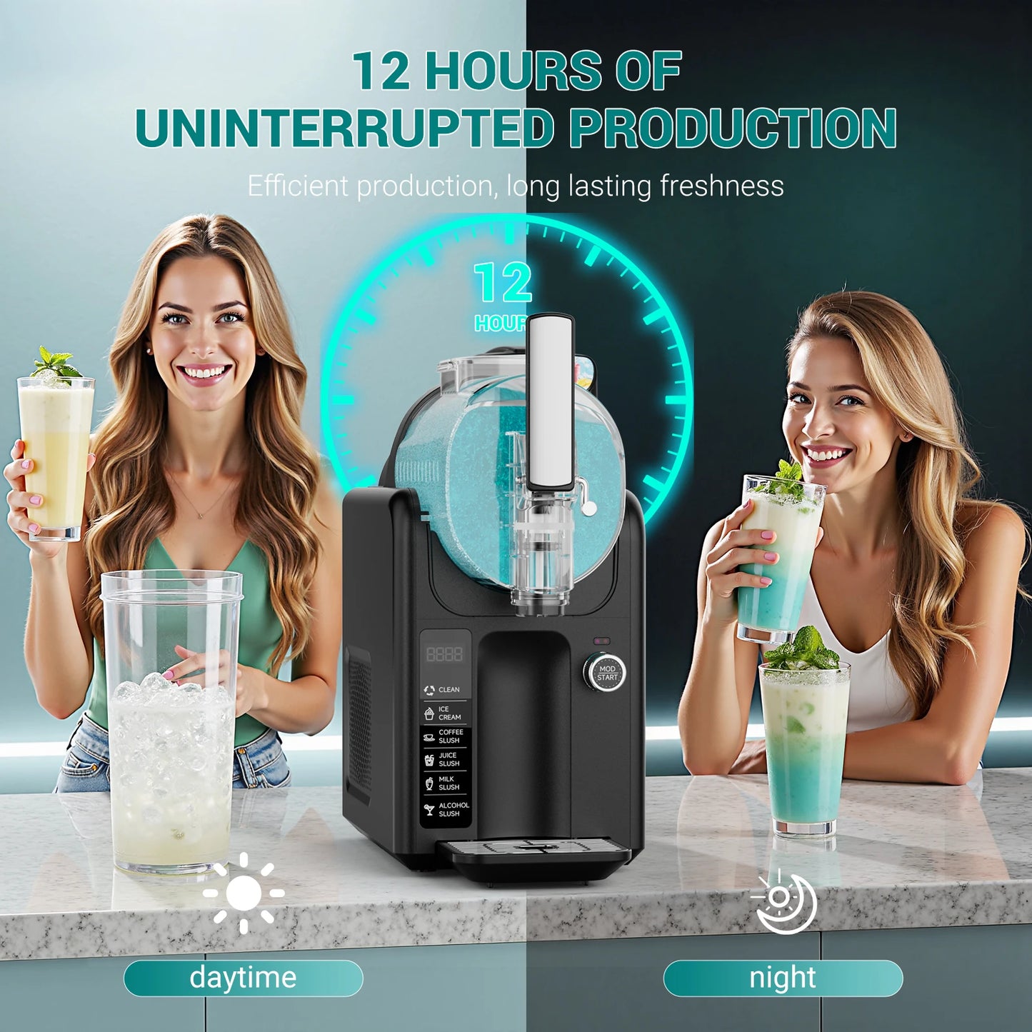 2.4L Home Slushie & Margarita Machine – No Ice Needed, Self‑Cleaning Frozen Drink Maker