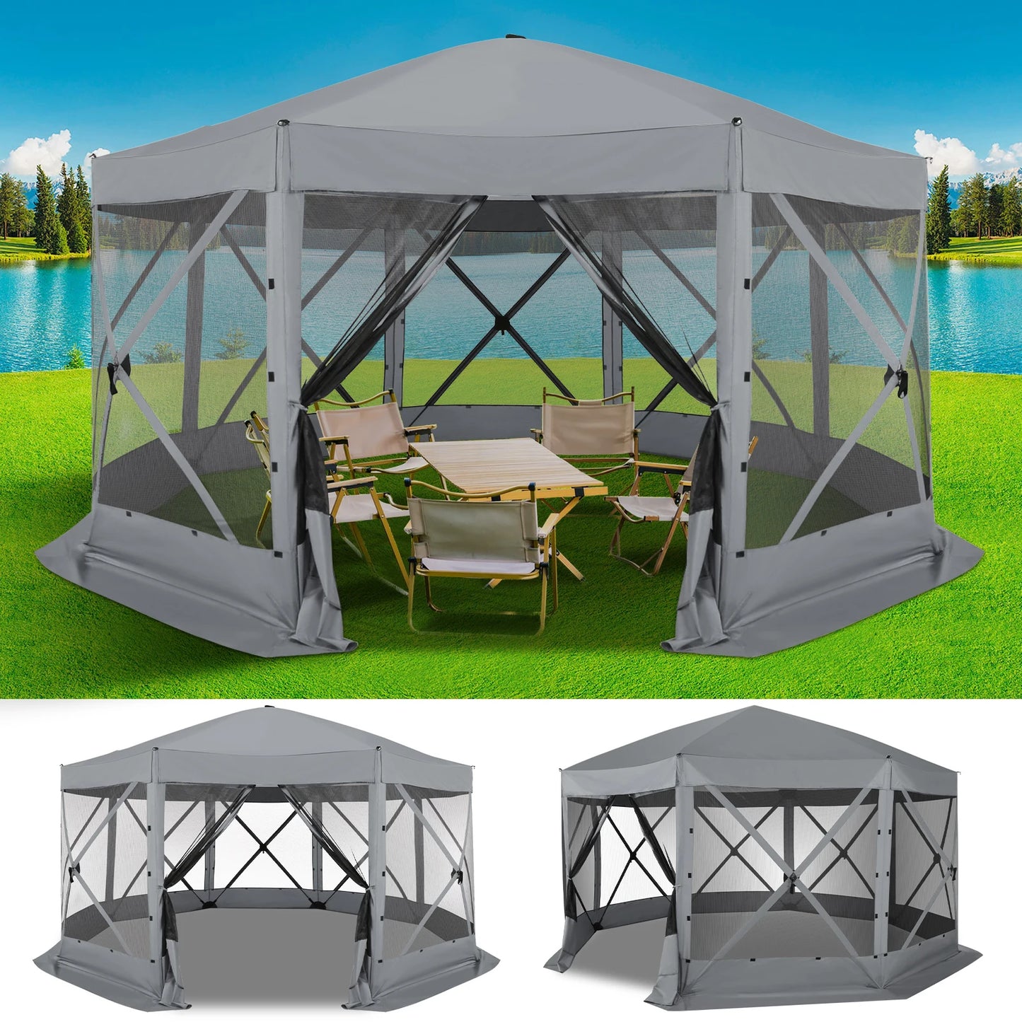 15×15 Pop‑Up Gazebo – Extra‑Large Outdoor Canopy Tent with Mosquito Netting & Ground Stakes