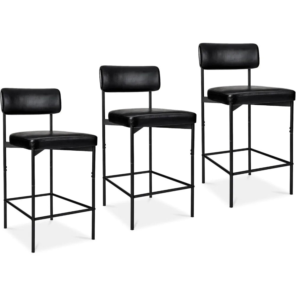 Armless Counter Height Bar Stools, Faux Leather