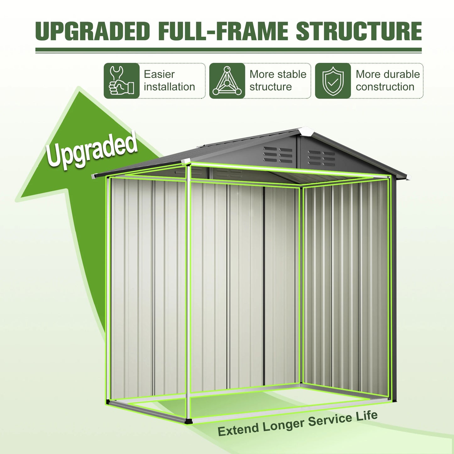 Metal Outdoor Storage Shed 6FT x 4FT for Backyard Garden Patio, Gray (6x4ft Grey No Floor Frame)'