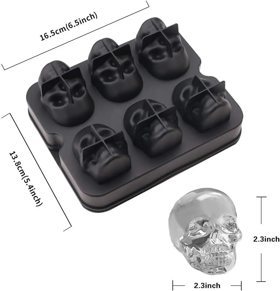 Easy‑Release Silicone Skull Ice Mold – 3D Food‑Grade Ice Maker for Cocktails & Spirits