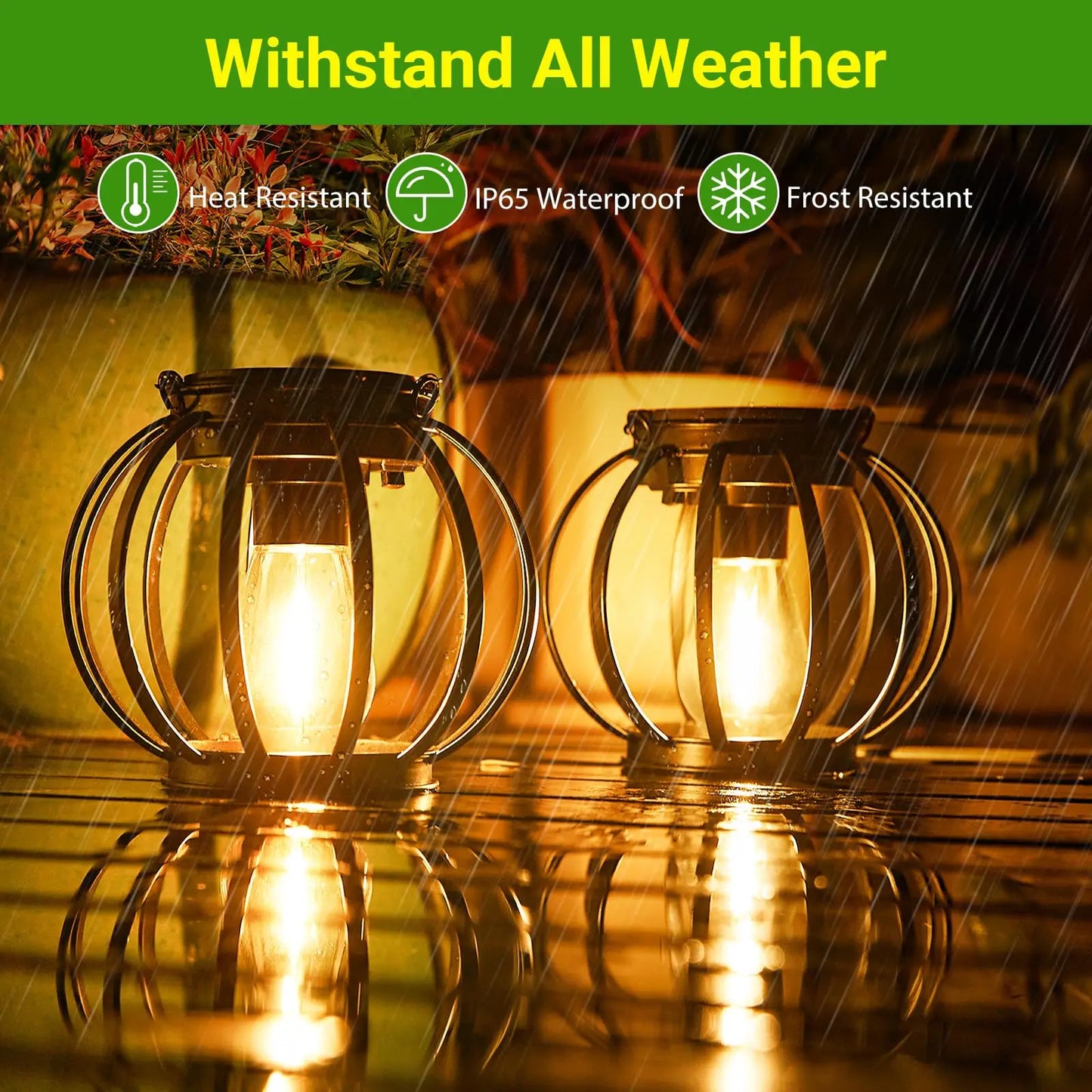 Solar Hanging Lantern Lights - Outdoor, Waterproof, LED - Set of 2
