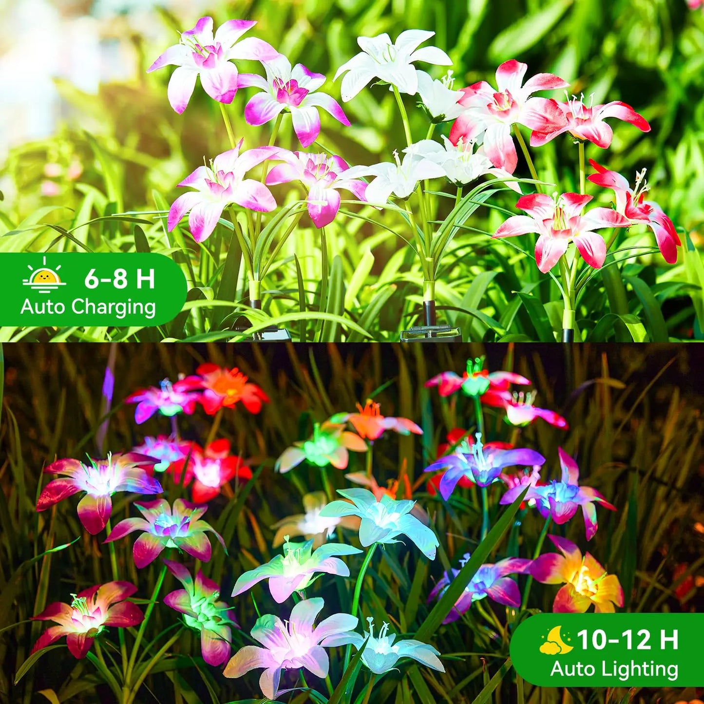 Solar Lily Flower Light 7 Color Changing Waterproof Solar Pathway Landscape Lights for Outdoor