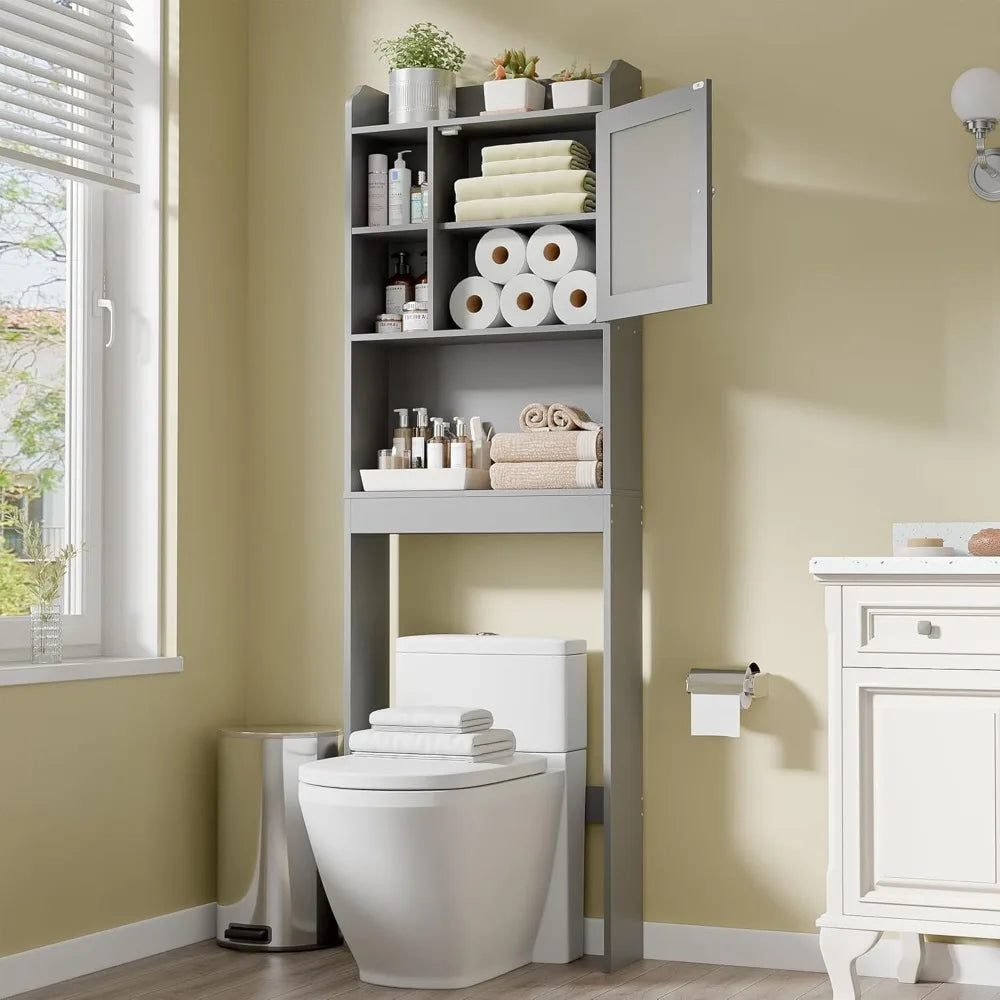 Over The Toilet Storage Cabinet with Adjustable Shelf and Double Doors