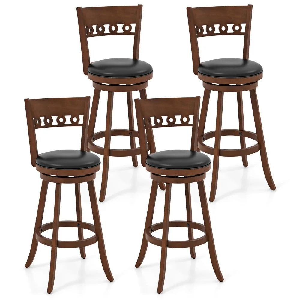30.5" Swivel Bar Stools (Set of 4) – Upholstered Counter Chairs with Solid Wood Frame