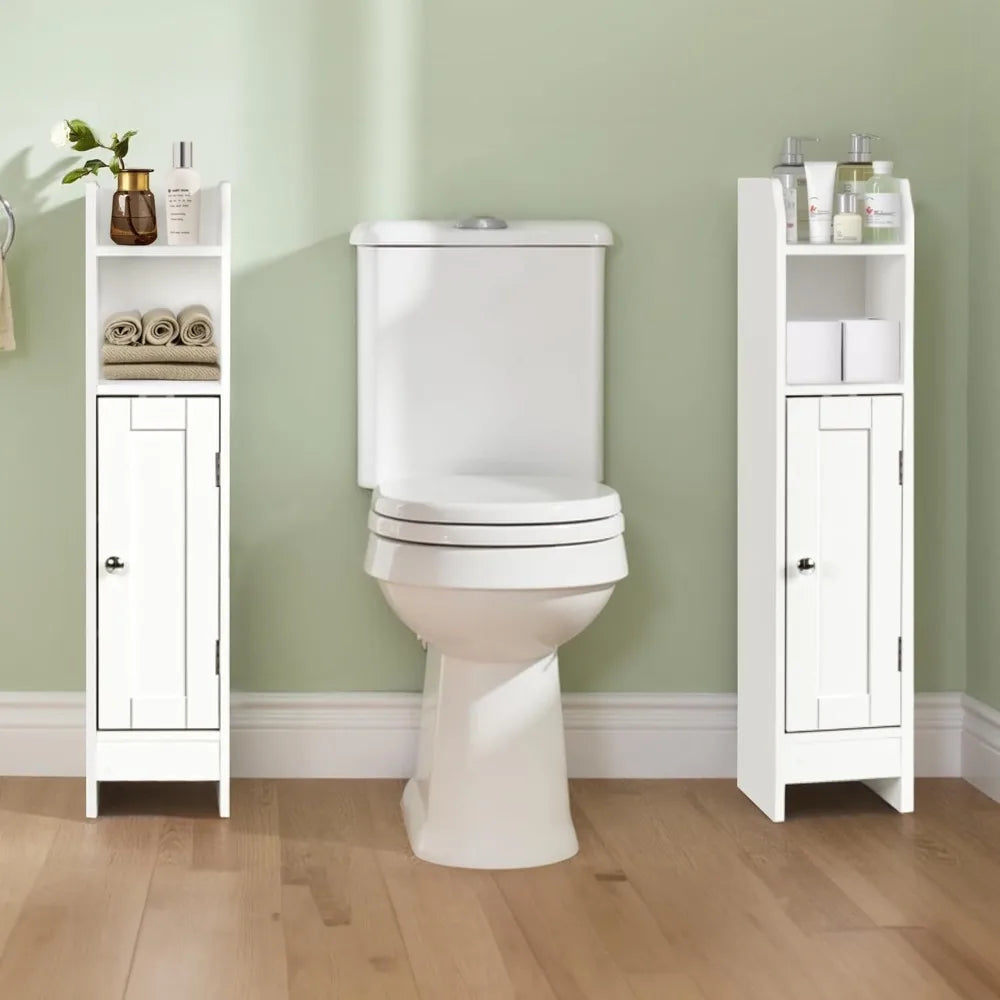 Slim Bathroom Storage Cabinet with Door and Adjustable Shelves