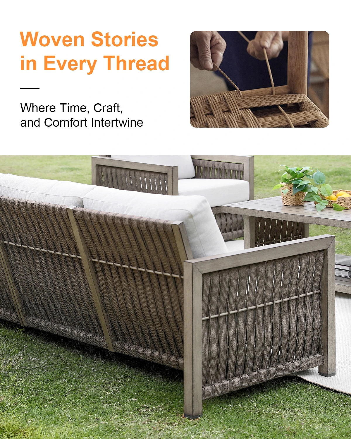 SeeHill 3-Seater Outdoor Sofa with Washable Cushions