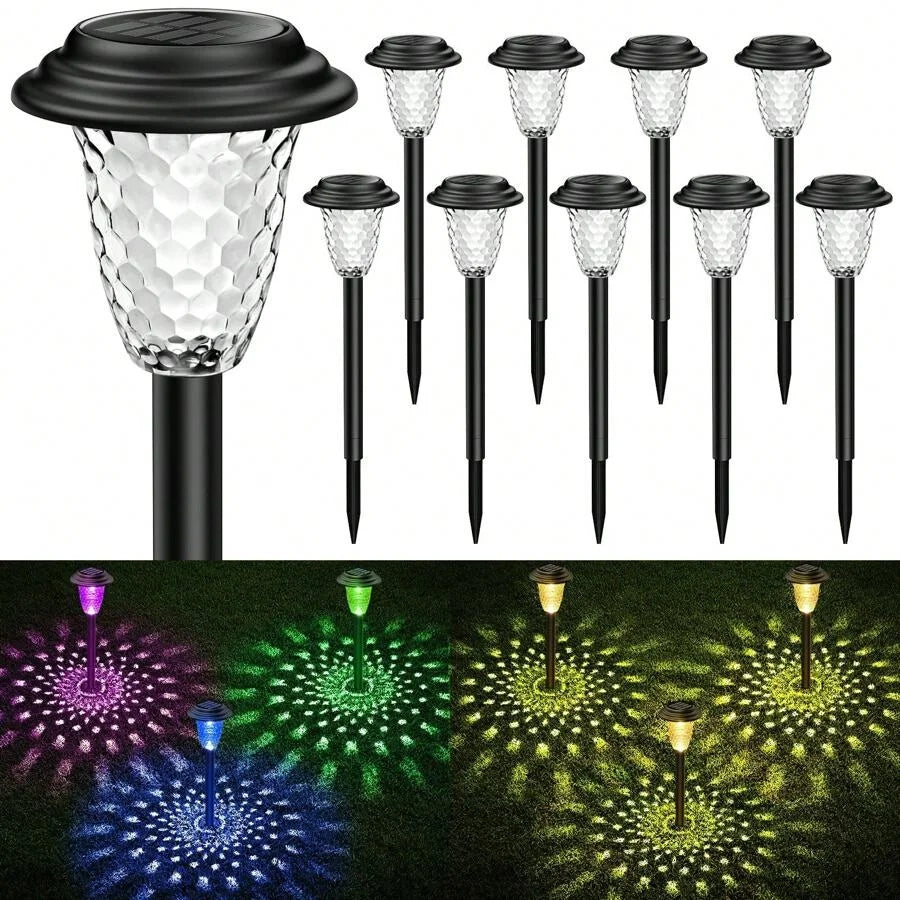 Solar Pathway Lights Bright RGB Color Changing, Outdoor Waterproof