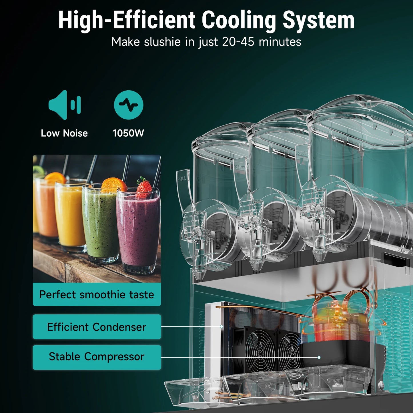 Commercial Slushy Machine – 45L, 1300W Frozen Drink Maker for Smoothies, Margaritas & Ice Beverages